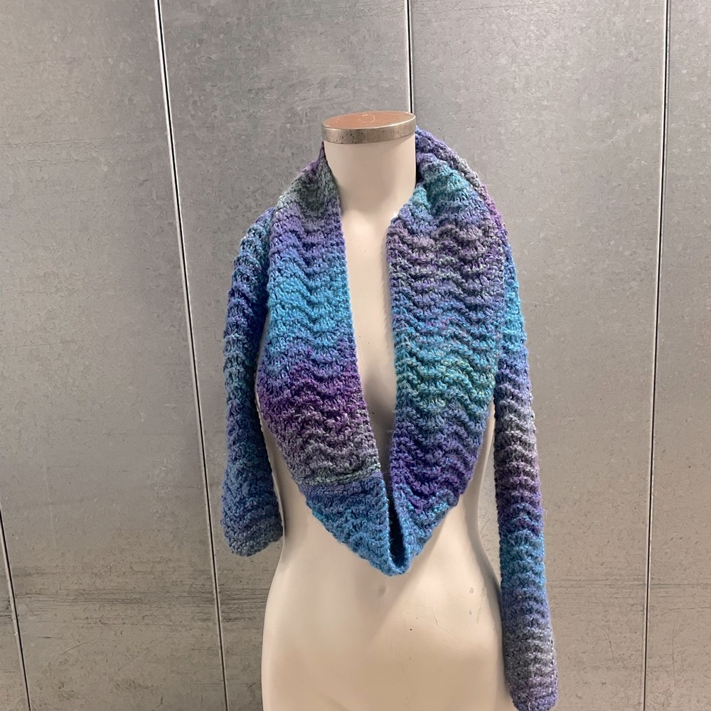 Handmade crocheted scarf was custom made for me with cotton wool blend material